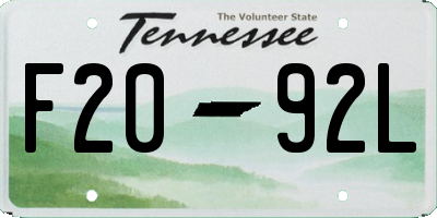 TN license plate F2092L