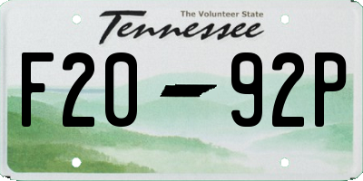 TN license plate F2092P