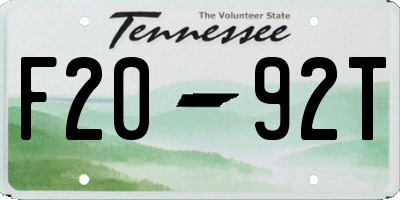 TN license plate F2092T