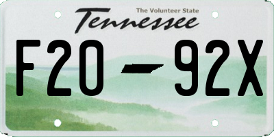 TN license plate F2092X
