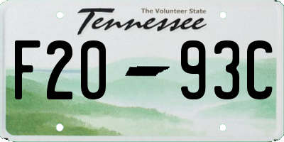 TN license plate F2093C