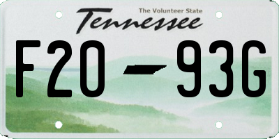 TN license plate F2093G