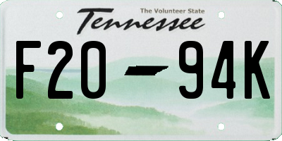 TN license plate F2094K
