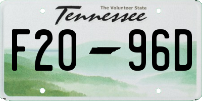 TN license plate F2096D