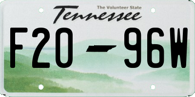TN license plate F2096W