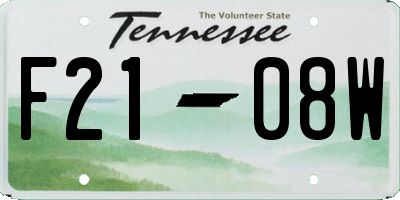 TN license plate F2108W