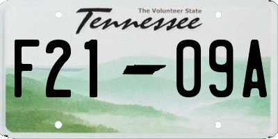 TN license plate F2109A