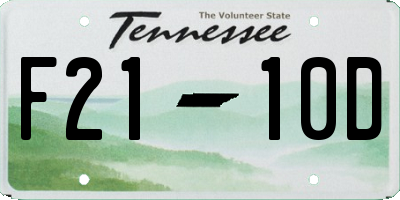 TN license plate F2110D