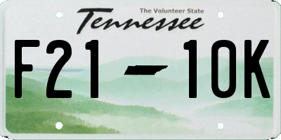 TN license plate F2110K