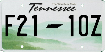 TN license plate F2110Z
