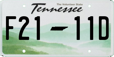TN license plate F2111D