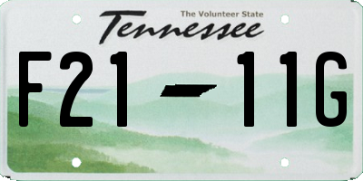 TN license plate F2111G