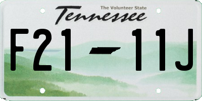 TN license plate F2111J