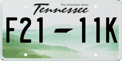 TN license plate F2111K