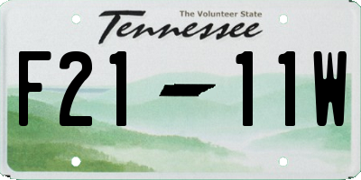 TN license plate F2111W