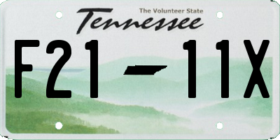 TN license plate F2111X