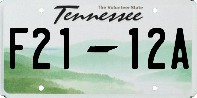 TN license plate F2112A