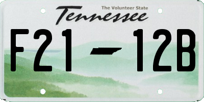 TN license plate F2112B