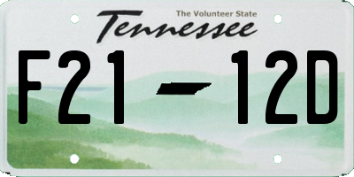 TN license plate F2112D
