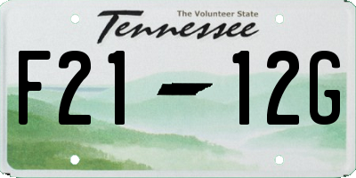 TN license plate F2112G