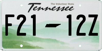 TN license plate F2112Z