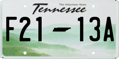 TN license plate F2113A