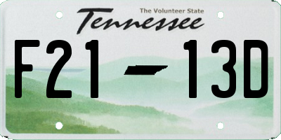 TN license plate F2113D
