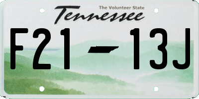TN license plate F2113J