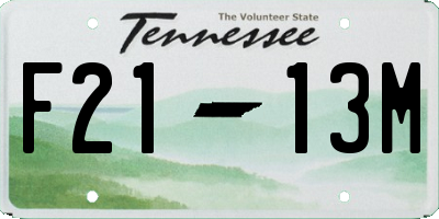 TN license plate F2113M
