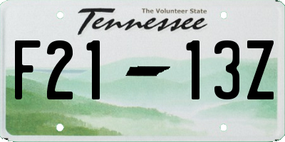 TN license plate F2113Z