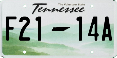 TN license plate F2114A
