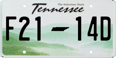TN license plate F2114D