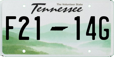 TN license plate F2114G