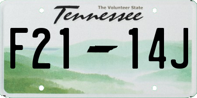 TN license plate F2114J