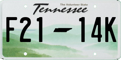TN license plate F2114K