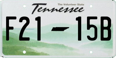 TN license plate F2115B