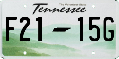 TN license plate F2115G