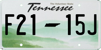 TN license plate F2115J
