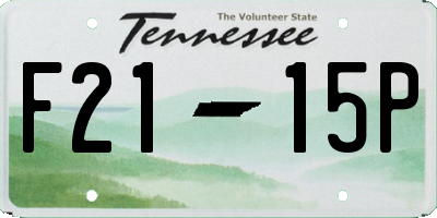 TN license plate F2115P