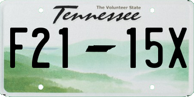 TN license plate F2115X