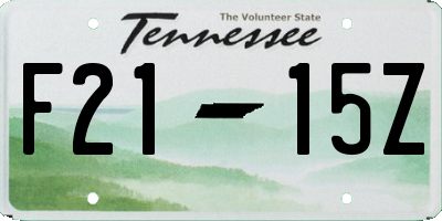 TN license plate F2115Z