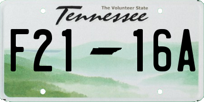 TN license plate F2116A