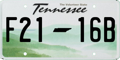 TN license plate F2116B