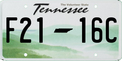 TN license plate F2116C