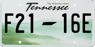 TN license plate F2116E