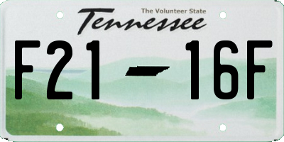 TN license plate F2116F
