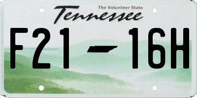 TN license plate F2116H