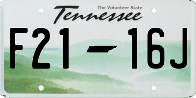 TN license plate F2116J