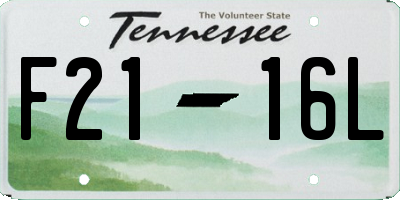 TN license plate F2116L
