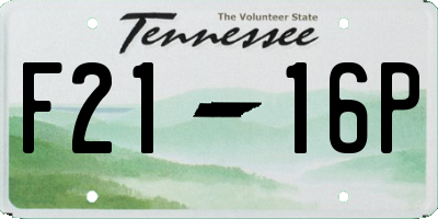 TN license plate F2116P